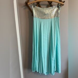 Mele ice blue dress with sequins and flowy material. Pretty easy throw on Y2K